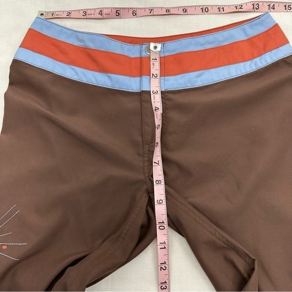 Horny Toad Size 2 Brown Blue Salmon Pink Retro Long Board Shorts - Picture 8 of 9